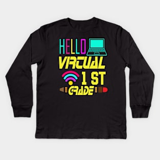 Hello Virtual 1st Grade Kids Long Sleeve T-Shirt